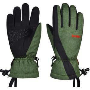 Boodun Vijfvingerige skihandschoenen Winddicht Waterdicht Vinger Touch Screen Houd Warme Handschoenen  Grootte: L (Leger Groen)