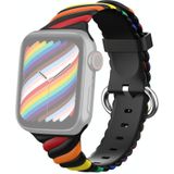 Two-color Twist Silicone Replacement Strap Watchband For Apple Watch Series 7 & 6 & SE & 5 & 4 40mm  / 3 & 2 & 1 38mm(Rainbow Black)