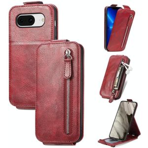 Voor Google Pixel 8 Zipper Wallet Vertical Flip Leather Phone Case (Rood)
