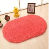 Faux Fur Rug Anti-slip Solid Bath Carpet Kids Room Door Mats Oval  Bedroom Living Room Rugs  Size:80x160cm(Rose Red)
