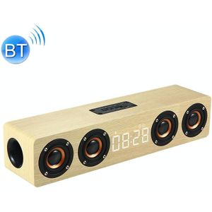 W8C Wooden Clock Subwoofer Bluetooth Speaker  Support TF Card & U Disk & 3.5mm AUX(Yellow Wood)