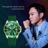 OLEVS 6650 heren lichtgevend waterdicht siliconen band mechanisch horloge (groen + goud)