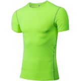 Stretch Quick Dry Tight T-shirt Training Bodysuit (Color:Fluorescent Green Size:M)