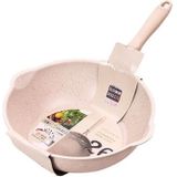 Thick Bottom Maifan Stone Household Small Frying Pan Non Stick Pan Deep Frying Pan  Color:26cm Beige Without Cover