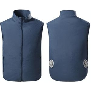 Refrigeration Heatstroke Prevention Outdoor Ice Cool Vest Overalls with Fan  Size:XXXL(Royal Blue)