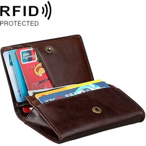 KB171 Antimagnetic RFID Crazy Horse Texture Leather Card Holder Wallet for Men and Women (Coffee)