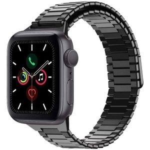 Voor Apple Watch Series 5 44 mm bamboe magnetische roestvrijstalen metalen horlogeband