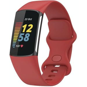 Voor Fitbit Charge 6 siliconen horlogeband met effen kleur vlindergesp  maat: L-maat