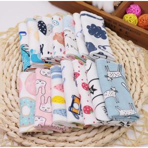 10 PCS Baby Cotton Saliva Handkerchief Cartoon Small Square Face Towel Color Random Delivery(Color Mixture)