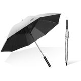 9033 Sun and Rain Dual-purpose Umbrella Multi-function Fan Titanium Silver Glue Sunscreen and UV Protection Long Handle Umbrella(Black)