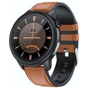E80 1.3 inch TFT Color Screen IP68 Waterproof Smart Bracelet  Support Blood Oxygen Monitoring / Body Temperature Monitoring / Heart Rate Monitoring  Style:Leather Strap(Brown)
