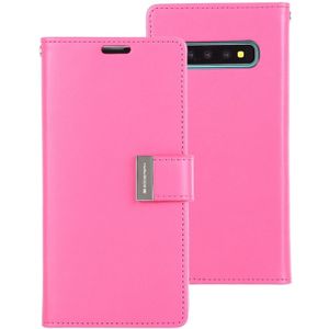 MERCURY GOOSPERY RICH DIARY PU + TPU Crazy Horse Texture Horizontal Flip Leather Case for Galaxy S10  with Card Slots & Wallet & Photo frame (Magenta)