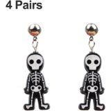 4 paren Halloween -sieraden Persoonlijke acrylschedeloorringen (jongen A)