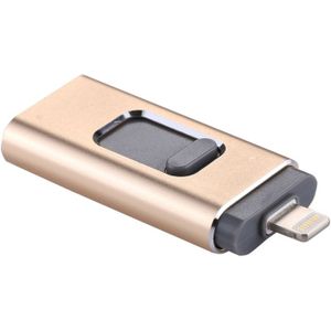 RQW-01B 3 in 1 USB 2.0 & 8 Pin & Micro USB 32GB Flash Drive  for iPhone & iPad & iPod & Most Android Smartphones & PC Computer(Gold)