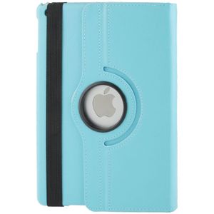 360 Degree Rotation Litchi Texture Leather Case with 3 Gears Holder & Sleep / Wake-up Function for iPad Air(Blue)