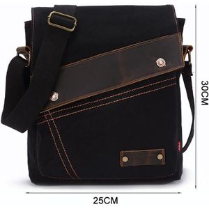AUGUR 9088 Retro Vertical Style Canvas Shoulder Messenger Crossby Bag(Black)