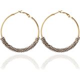 Women Hoop Earrings Ethnic Vintage Bead Boho Earrings Statement Jewelry(silver)