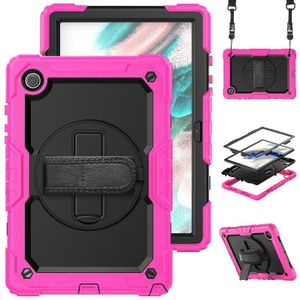 Voor Samsung Galaxy Tab A8 10.5 2021 X200 / X205 Silicone + PC Tablet Case (Black + Rose Red)