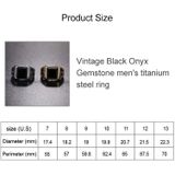 Europe and America Style Punk Gothic Retro Black Onyx Gemstone Men Titanium Steel Ring  US Size: 9  Diameter: 19mm  Perimeter: 59.8mm(Steel Color)