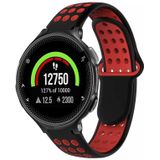 Voor Garmin Forerunner 235 tweekleurige geperforeerde ademende siliconen horlogeband (zwart + rood)