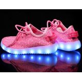 Low-Cut LED kleurrijke fluorescerende USB opladen Lace-Up lichtgevende schoenen voor kinderen  maat: 35 (roze)