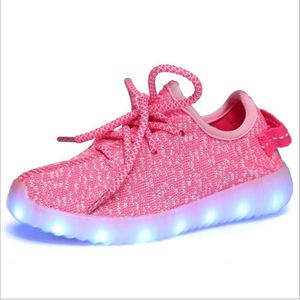 Low-Cut LED kleurrijke fluorescerende USB opladen Lace-Up lichtgevende schoenen voor kinderen  maat: 35 (roze)