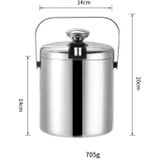 304 Stainless Steel Ice Bucket Double-Layer Hollow Bar Beer Wine Barrel With Ice Clip  Capacity: 1.3L