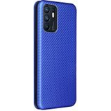 For OPPO Reno6 4G Carbon Fiber Texture Magnetic Horizontal Flip TPU + PC + PU Leather Case with Card Slot(Blue)
