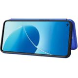 For OPPO Reno6 4G Carbon Fiber Texture Magnetic Horizontal Flip TPU + PC + PU Leather Case with Card Slot(Blue)