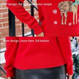 S Kerst Dames Knitwear Hertenborduurwerk Leuke gebreide trui (beer rood)