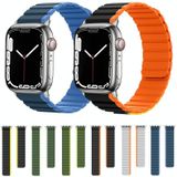 Slimme magnetische siliconen horlogeband voor Apple Watch Ultra 49 mm / serie 8 & 7 45 mm / SE 2 & 6 & SE & 5 & 4 44 mm / 3 & 2 & 1 42 mm (donkerblauw + lichtblauw)