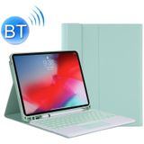 YT098B-A Detachable Candy Color Skin Texture Round Keycap Bluetooth Keyboard Leather Case with Touch Control & Pen Slot & Stand For iPad Air 4 10.9 inch (2020)(Light Green)