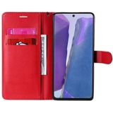 For Samsung Galaxy Note20 Solid Color Horizontal Flip PU Leather Case with Holder & Card Slots & Wallet & Lanyard(Red)
