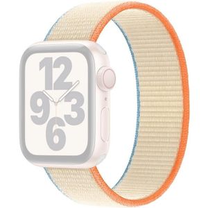 Nylon vervangende horlogeband met één ronde  maat: L 165 mm voor Apple Watch Series 7 45 mm / 6  SE  5 & 4 44 mm / 3  2 en 1 42 mm (melkachtig wit)