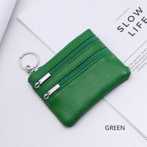 Genuine Leather Women Small Wallet Change Purses Zipper Card Holder Wallets(Green)