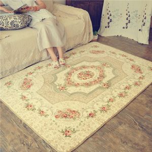 Rose Pattern Fuzzy Living Room Carpet Bedroom Bedside Mat  Size: 1.2m x 1.8m (Beige)