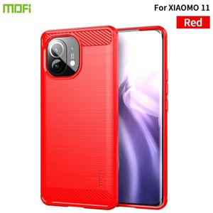 For Xiaomi Mi 11 MOFI Gentleness Series Brushed Texture Carbon Fiber Soft TPU Case(Red)