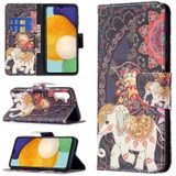 Voor Samsung Galaxy A13 5G Gekleurde Tekening Patroon Horizontale Flip Phone Lederen Case met Houder & Card Slots & Portemonnee (bloemen Olifant)