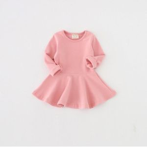 Girls Ruffled Long Sleeve Dress (Color:Pink Size:104)
