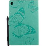 For Galaxy Tab S5e Pressed Printing Butterfly Pattern Horizontal Flip PU Leather Case with Holder & Card Slots & Wallet & Pen Slot(Green)