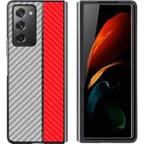 For Samsung Galaxy Z Fold2 5G Carbon Fiber Texture Color Matching Protective Case(White Black Red)