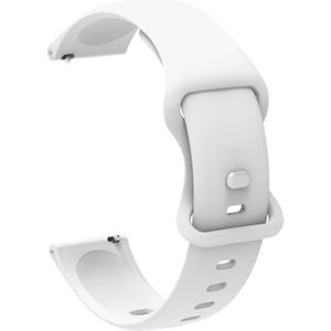 20mm For Garmin Venu / Samsung Galaxy Watch Active 2 Universal Inner Back Buckle Perforation Silicone Replacement Strap Watchband(White)