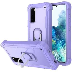 For Samsung Galaxy S20 FE / FE 5G PC + Rubber 3-layers Shockproof Protective Case with Rotating Holder(Purple)