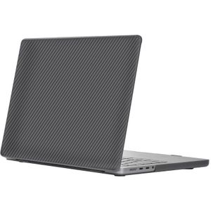 Voor MacBook Pro 14.2 inch A2442 2021 WIWU Ikavlar Crystal Shield koolstofvezel textuur laptoptas (transparant zwart)