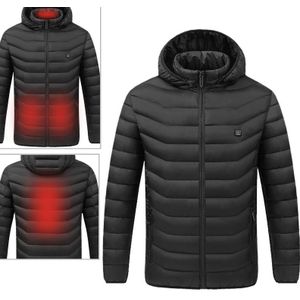 USB Heated Smart Constant Temperature Hooded Warm Coat for Men and Women (Color:Black Size:M)
