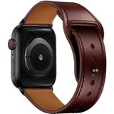 Lederen vervanging horlogeband voor Apple Watch Series 7 41mm / 6 & SE & 5 & 4 40mm / 3 & 2 & 1 38mm (rode palmolie leder + zwarte gesp)