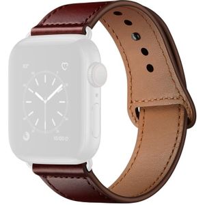 Lederen vervanging horlogeband voor Apple Watch Series 7 41mm / 6 & SE & 5 & 4 40mm / 3 & 2 & 1 38mm (rode palmolie leder + zwarte gesp)