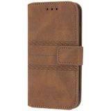 Embossed Striped Magnetic Buckle PU + TPU Horizontal Flip Leather Case with Holder & Card Slot & Wallet & Photo Frame & Sling For iPhone 8 / 7 / 6(Brown)