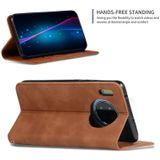 Voor Huawei mate 30 retro huid voelen zakelijke magnetische horizontale Flip lederen draagtas (bruin)