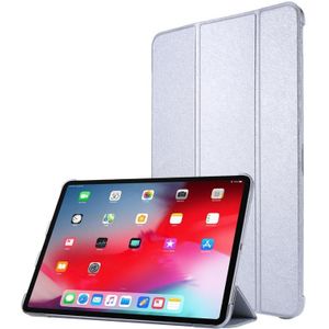 Silk Texture Three-fold Horizontal Flip Leather Case with Holder & Pen Slot For iPad Pro 11 (2021)(White)